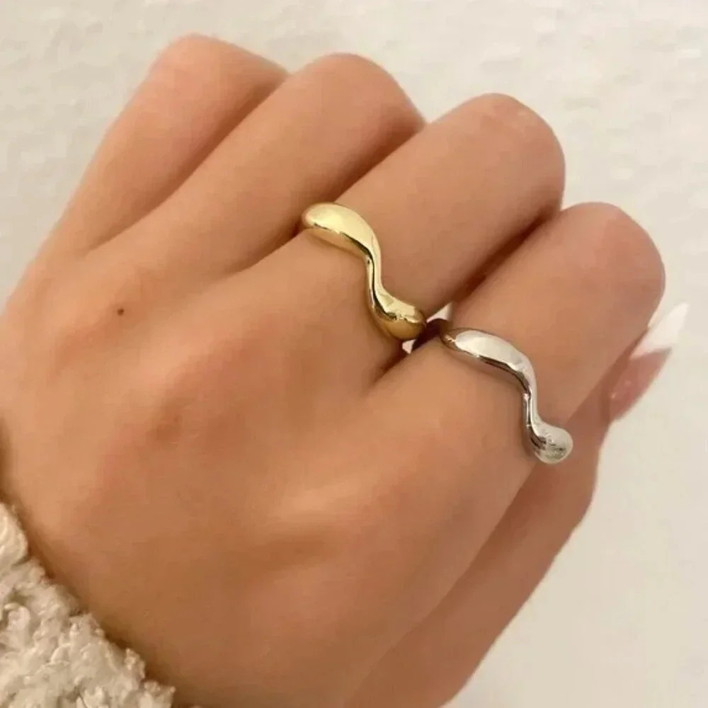 925 Sterling Silver Wave Ring Minimalist Ring Stackable Ring Dainty Ring